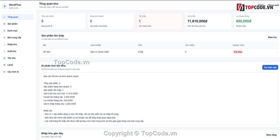 Website Quản Lý kho,Code Website Quản Lý,Website AI